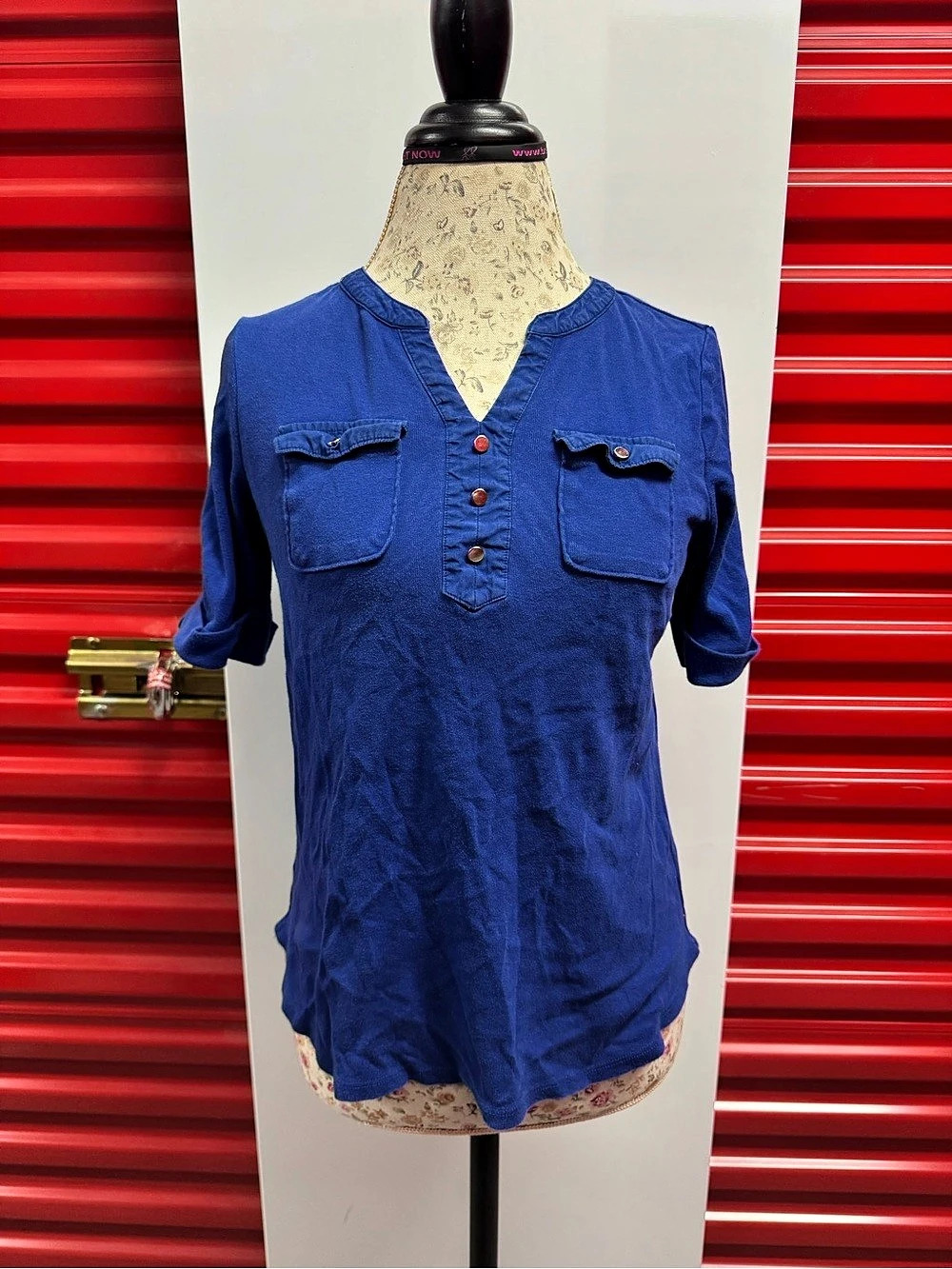 CROFT & BARROW Blue Button Front Tunic Size Small